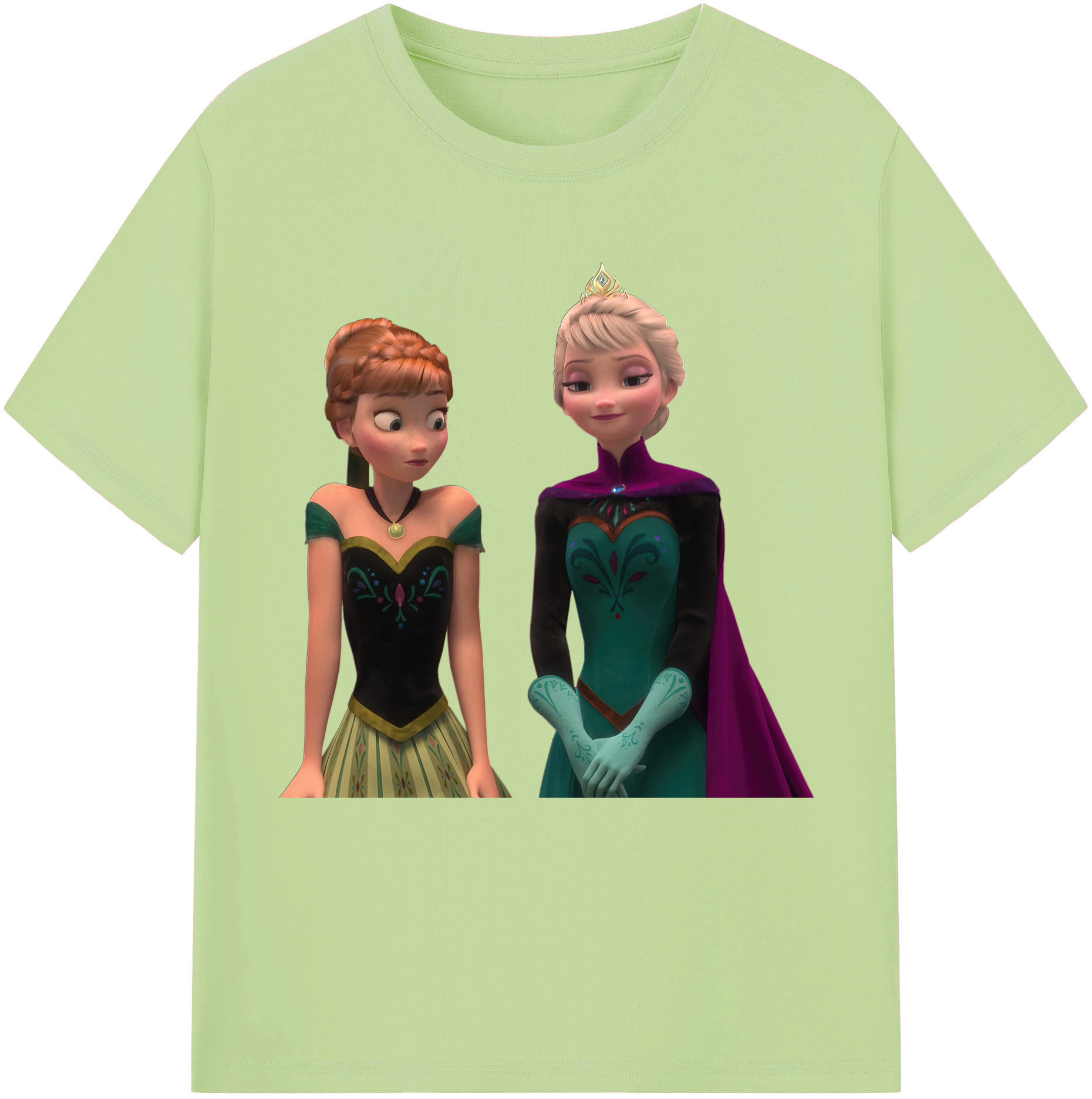 （画像用） アナと雪の女王 アンナ エルサ Frozen Anna Elsa 綿100％半袖Tシャツ（フロントプリント）